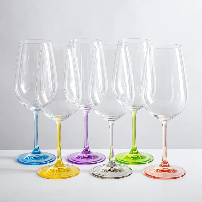 Bohemia Rainbow Red Wine Glasses Set of 6