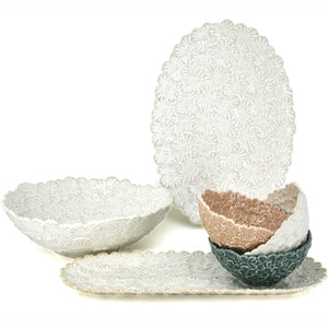 BIA BOUQUET Textured Serving Bowl 24 cm | 9.5 Inch, White