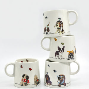 BIA Mug Set of 4, PAWS CAFÉ Dog Mugs