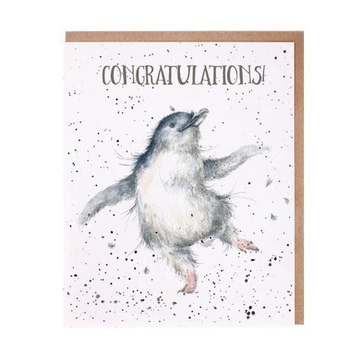 Wrendale Designs Greeting Card, Congratulations 'Hoooray!' Penguin