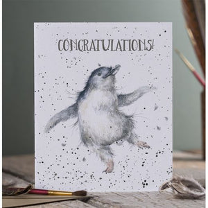 Wrendale Designs Greeting Card, Congratulations 'Hoooray!' Penguin