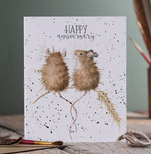 Wrendale Designs Greeting Card, Anniversary 'Happy Anniversary' Mice