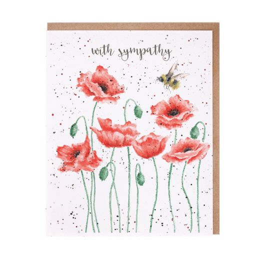 Wrendale Designs Greeting Card, Sympathy 'Poppies And Bee'