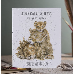 Wrendale Designs Greeting Card, New Baby 'Pride And Joy' Lions