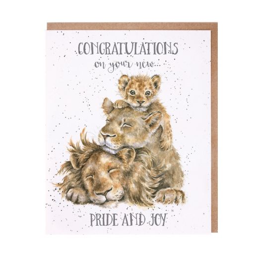 Wrendale Designs Greeting Card, New Baby 'Pride And Joy' Lions
