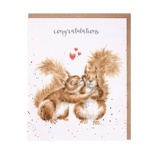 Wrendale Designs Greeting Card, 'Nuts About Each Other' Squirrels