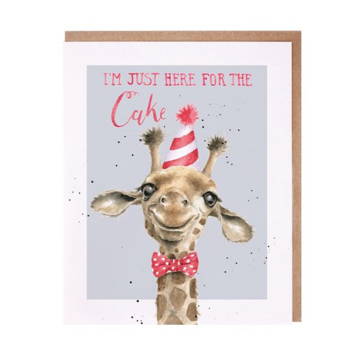 Wrendale Designs Greeting Card, Birthday 'Here for the Cake' Giraffe