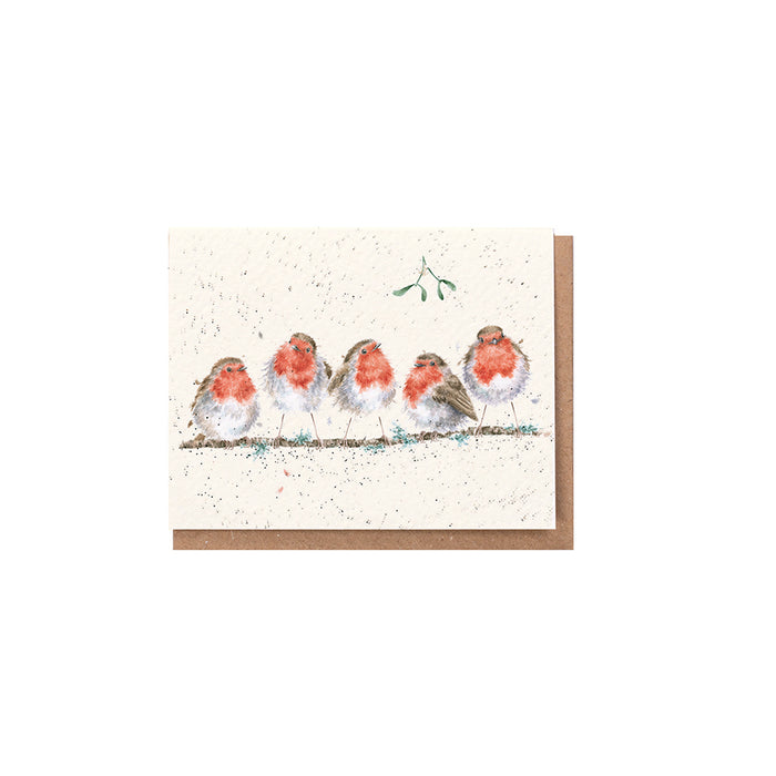 Wrendale Designs Mini Greeting Card, 'Tis the Season' Robins Birds
