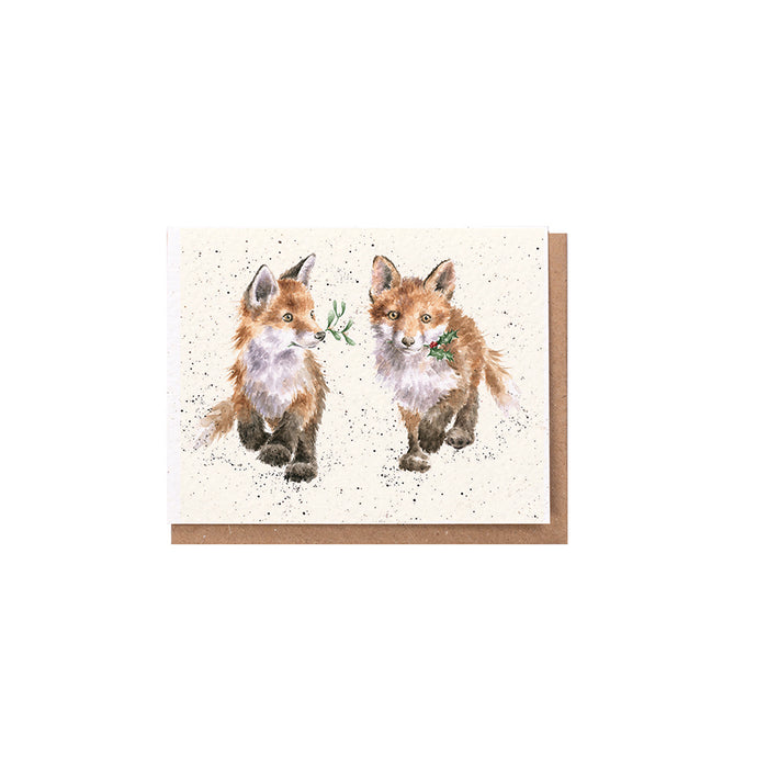 Wrendale Designs Mini Greeting Card, 'Glad Tidings We Bring' Foxes