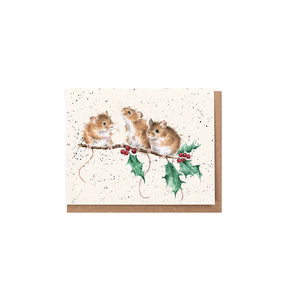 Wrendale Designs Mini Greeting Card, 'Christmas Mice'