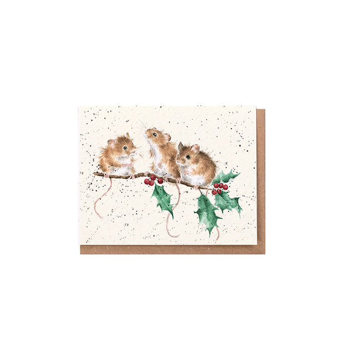 Wrendale Designs Mini Greeting Card, 'Christmas Mice'