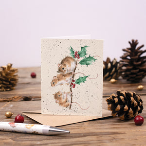 Wrendale Designs Mini Greeting Card, 'Christmas Mice'