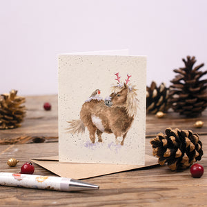 Wrendale Designs Mini Greeting Card, 'One Horse Open Sleigh'