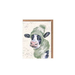 Wrendale Designs Mini Greeting Card, 'Mooo-rry Christmas' Cow