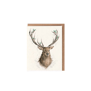 Wrendale Designs Mini Greeting Card, 'Christmas Stag'