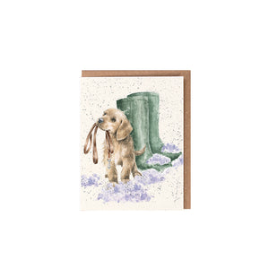 Wrendale Designs Mini Greeting Card, 'The Boxing Day Walk' Dog