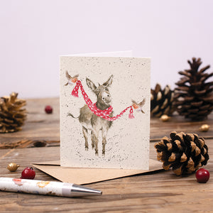 Wrendale Designs Mini Greeting Card, Christmas 'All Wrapped Up' Donkey