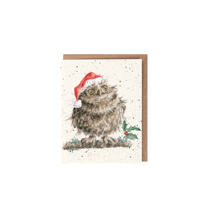 Wrendale Designs Mini Greeting Card, 'Christmas Owl'
