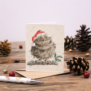 Wrendale Designs Mini Greeting Card, 'Christmas Owl'