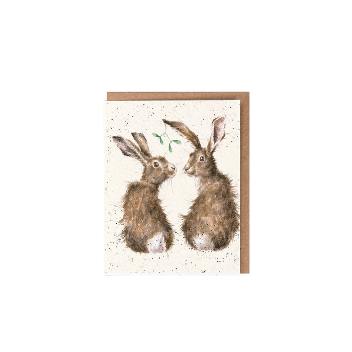Wrendale Designs Mini Greeting Card, Christmas 'All I Want for Christmas' Hares