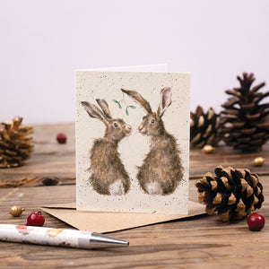 Wrendale Designs Mini Greeting Card, Christmas 'All I Want for Christmas' Hares