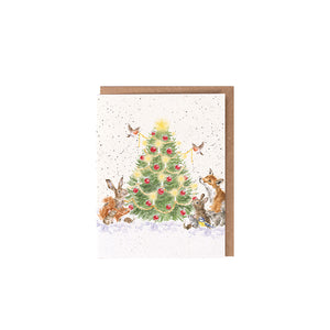 Wrendale Designs Mini Greeting Card, 'Oh Christmas Tree'