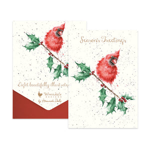 Wrendale Designs Greeting Card Set of 8, Christmas 'Cardinal Christmas'