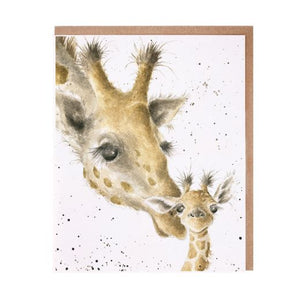 Wrendale Designs Greeting Card, Blank 'First Kiss' Giraffes