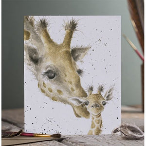 Wrendale Designs Greeting Card, Blank 'First Kiss' Giraffes