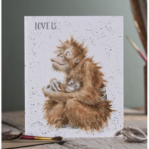 Wrendale Designs Greeting Card, Blank 'Love is...' Orangutan