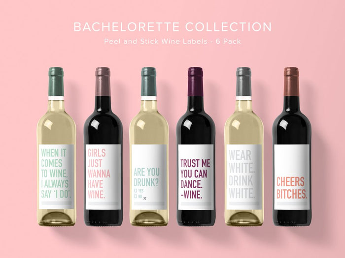 Classy Cards Wine Labels Pack of 6, Bachelorette Collection