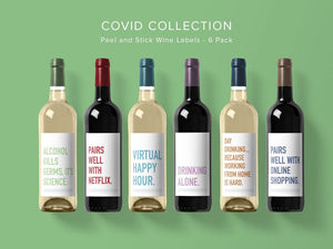 Classy Cards Wine Labels Pack of 6, Covid Collection