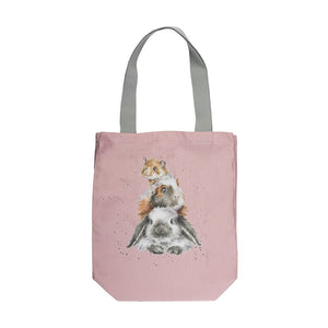 Wrendale Designs Canvas Tote Bag, 'Piggy In The Middle' Guinea Pig, Rabbit and Hamster