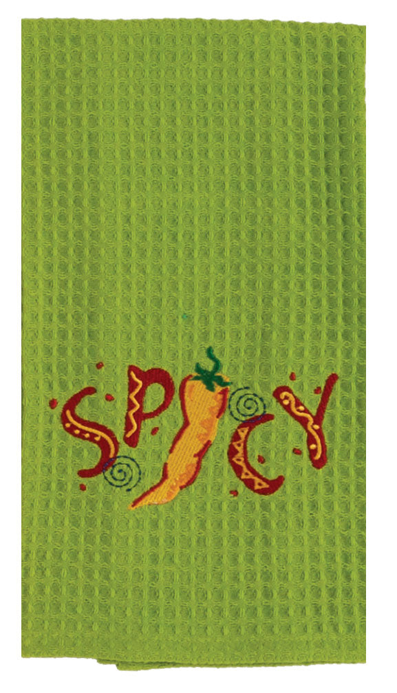 Kay Dee Embroidered Waffle Tea Towel, Spicy