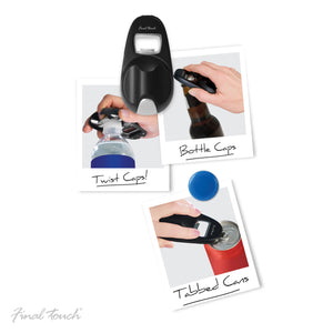 Final Touch 3-in-1 Bottle Opener, Black