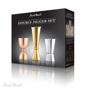 Final Touch Mixed Metal Double Jiggers Set of 3