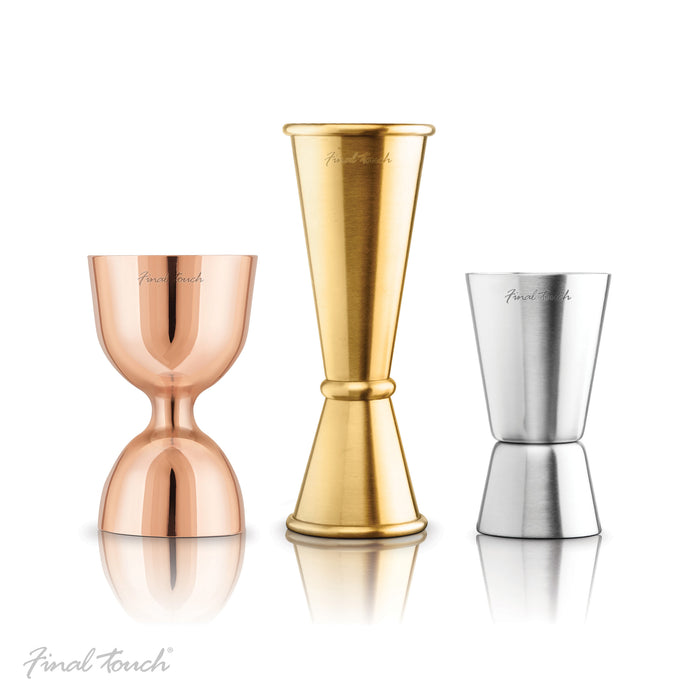 Final Touch Mixed Metal Double Jiggers Set of 3