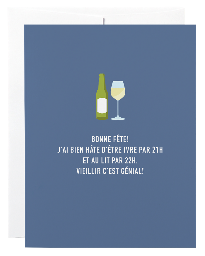 Classy Cards Greeting Card (French), Drunk by Nine