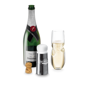 Final Touch Bubbles Sparkling, Champagne, Bubbly Glass Set with Opener 10oz | 300ml