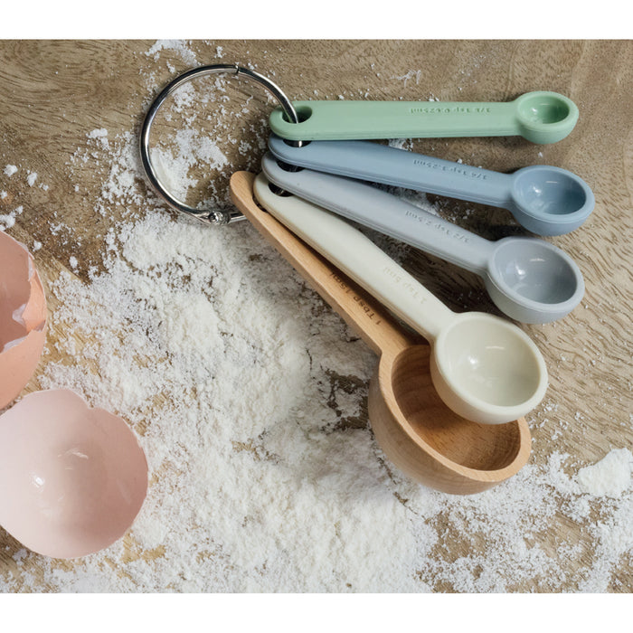 Zeal Silicone & Beechwood Measuring Spoons Set, Coastal Colours