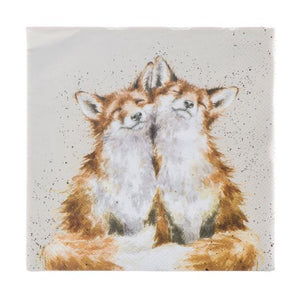Wrendale Designs Luncheon Paper Napkin, 'Contentment' Foxes