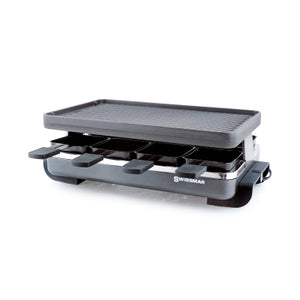 Swissmar 8 Person Classic Raclette Party Grill - Cast Iron Grill Plate (Black)