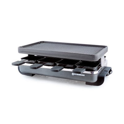 Swissmar 8 Person Classic Raclette Party Grill - Cast Iron Grill Plate (Black)
