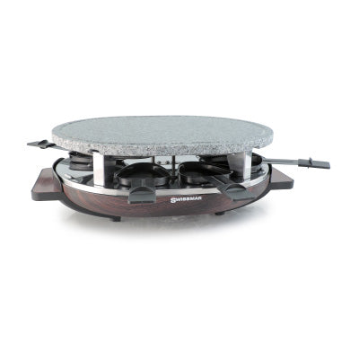 Swissmar 8 person Matterhorn Oval Raclette Party Grill w/ Wood Base & Granite Stone Grill Top