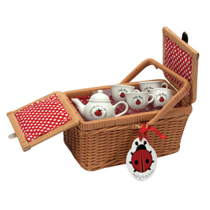 Schylling Kids Tea Set with Basket, Ladybug