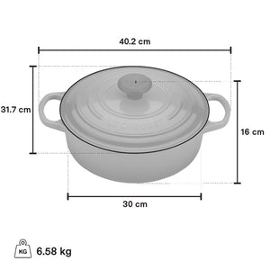 Le Creuset Shallow Round Dutch Oven 6.2L, White