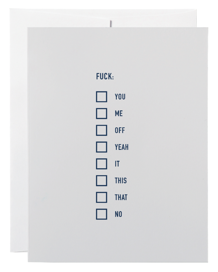 Classy Cards Greeting Card, Fuck List
