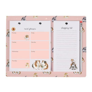 Wrendale Designs Weekly Meal Planner & Shopping List, Guinea Pig Pink