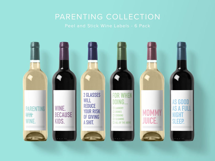 Classy Cards Wine Labels Pack of 6, Parenting Collection