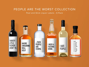 Classy Cards Wine Labels Pack of 6, People Are The Worst